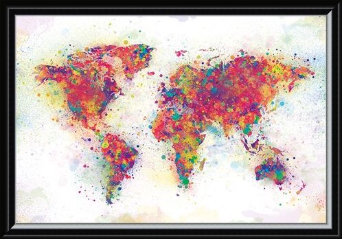 Framed Framed Colour Splash - World Map