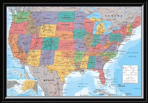 map of the usa political map poster buy online