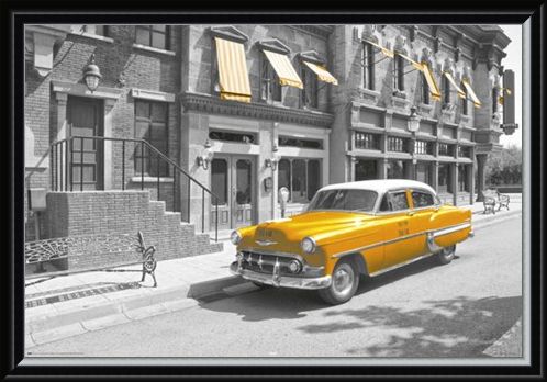 Framed Framed Taxi! - Yellow Cab In Manhattan