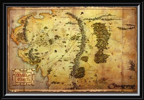 Framed Framed Map of Middle Earth - The Hobbit