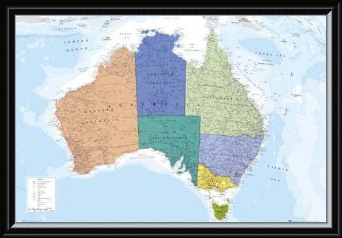 Framed Framed The World's Smallest Continent - Map Of Australia
