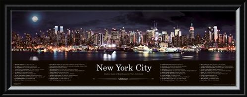 Framed Framed Skyline at Night - New York City
