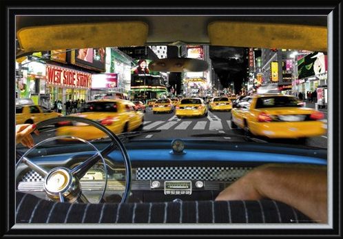 Framed Framed Times Square Taxi - New York