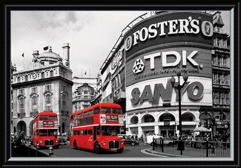 Framed Framed Piccadilly Circus - Red Buses