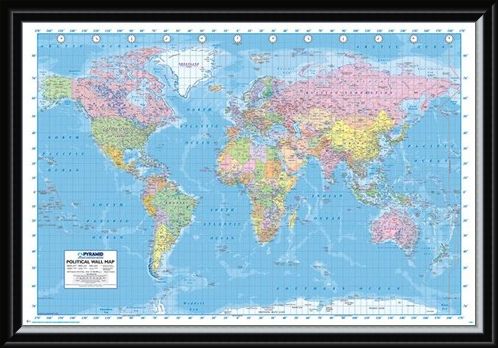 Framed Framed Political World Map - Map of the World