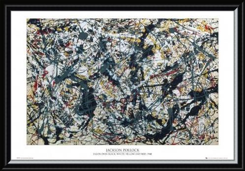 Framed Framed Silver on Black - By Jackson Pollock