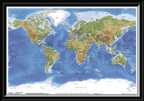 Framed Framed Planetary Visions - Map of the Earth