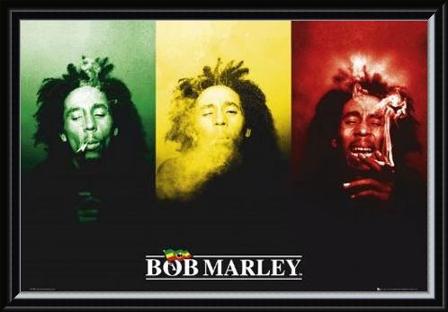 Framed Framed Ganja in Green, Red and Gold - Bob Marley