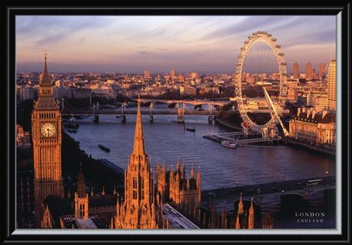 Framed Framed Big Ben and the London Eye - Aerial Photograph of London, England