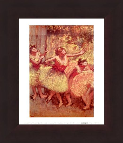 Framed Framed Dancers in Lemon and Pink - Edgar Degas
