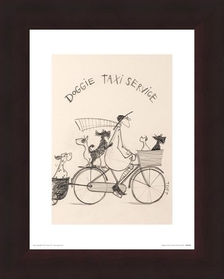 Framed Framed Doggie Taxi Service Sketch - Sam Toft