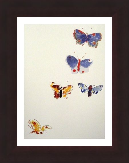 Framed Framed Five Butterflies - Odilon Redon
