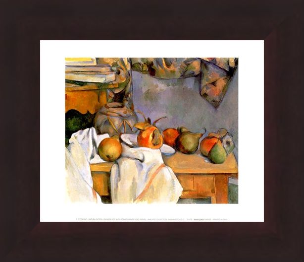 Framed Framed Ginger Pot with Pomegranate and Pears - Paul Cezanne