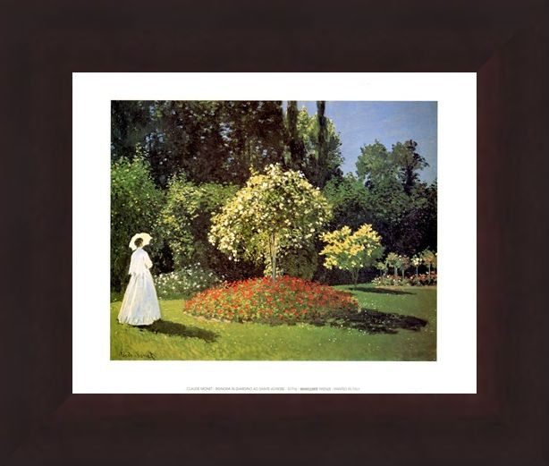 Framed Framed Woman in the Garden at Sainte Adresse - Claude Monet