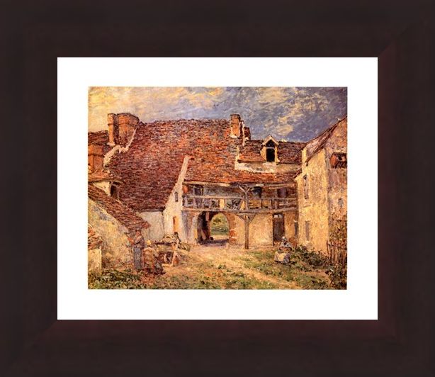 Framed Framed La Cour De Ferme - Alfred Sisley