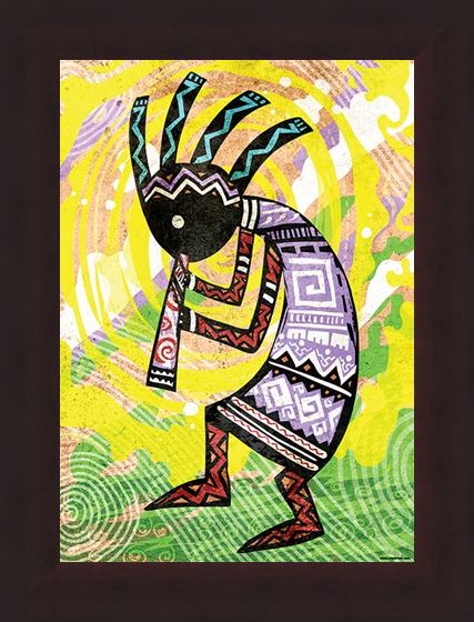 Framed Framed Kokopelli - Ancient Fertility God