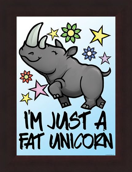 Framed Framed I'm Just A Fat Unicorn Mini Poster - Cartoon Humour