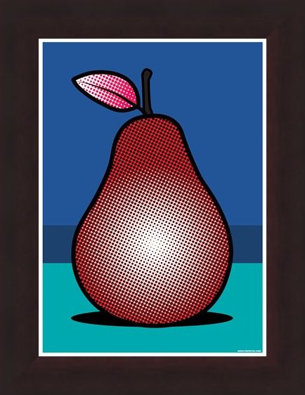 Framed Framed A Pop Art Pear - Red Fruit
