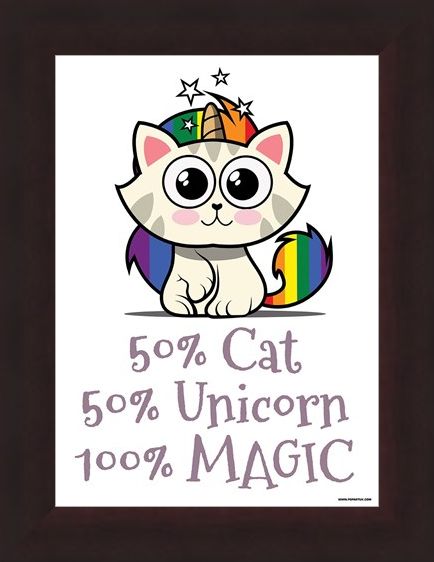 Framed Framed Rainbow Kitty - 50% Cat, 50% Unicorn, 100% Magic
