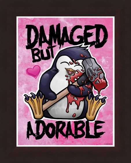 Framed Framed Damaged But Adorable - Psycho Penguin
