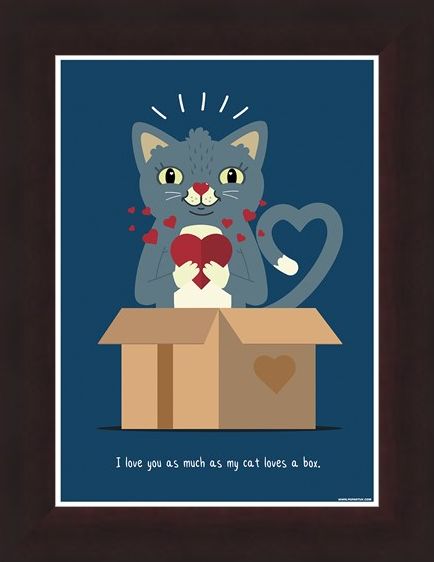 Framed Framed I Love You As Much As My Cat Loves A Box - Feline Love