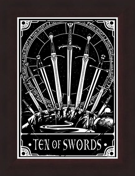 Framed Framed Ten Of Swords - Deadly Tarot