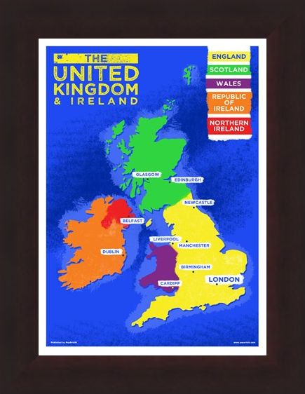 Framed Framed UK & Ireland Country Map - Colourful Countries