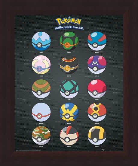 Framed Framed Pokeballs - Pokemon