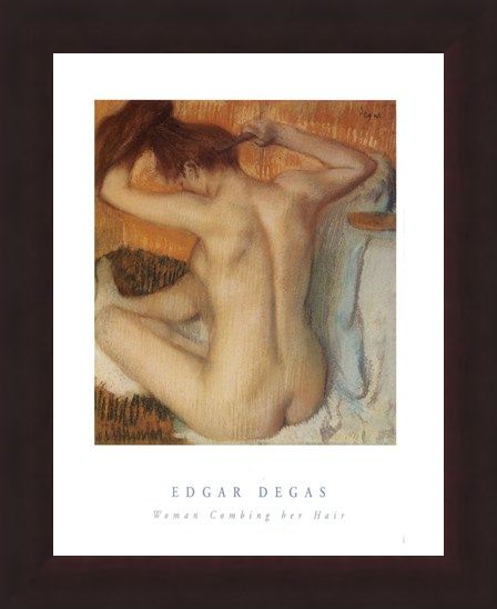 Framed Framed Woman Combing her Hair - Edgar Degas