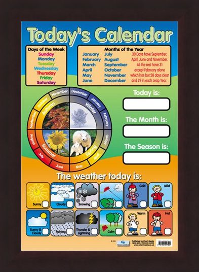 Framed Framed Today's Calendar - Educational Children's Chart