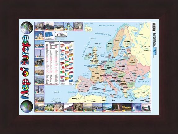 Framed Framed Map Of Europe - Educational Map