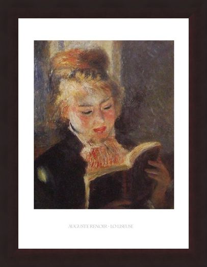 Framed Framed Reading - Auguste Renoir