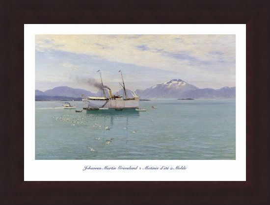 Framed Framed Matinée d'Eté à Molde (Morning on the Moldefjord) - Johannes Martin Grimelund