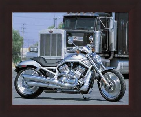 Framed Framed Silver Machine - Harley Davidson