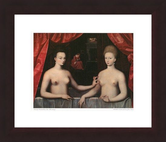 Framed Framed Gabrielle d'Estrees and one of her Sisters - School of Fontainbleau