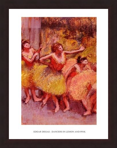 Framed Framed Dancers in Lemon & Pink - Edgar Degas