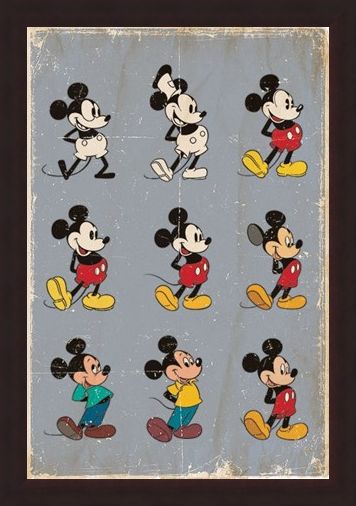 Framed Framed Mickey Mouse Evolution - Walt Disney