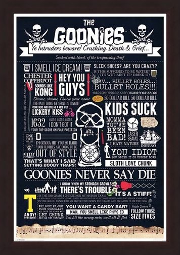 Framed Framed Intruders Beware - The Goonies Typographic