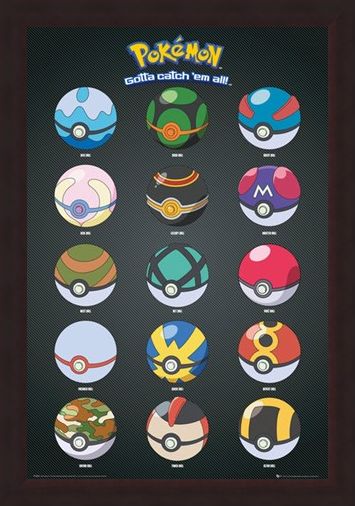 Framed Framed Pokeballs - Pokemon