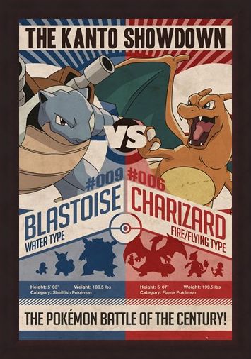 Framed Framed Red v Blue The Kanto Showdown - Pokémon