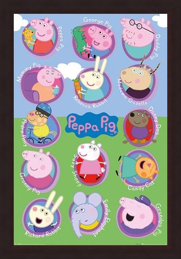 Framed Framed Lots Of Friends - Peppa Pig Multi Characters
