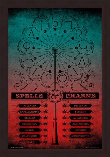 Framed Framed Spells And Charms - Harry Potter