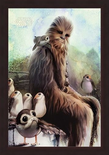 Framed Framed Chewbacca & Porgs - The Last Jedi