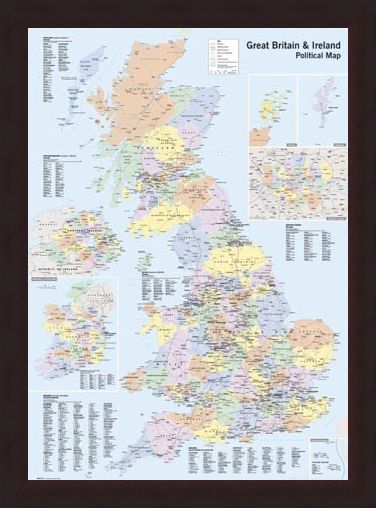 Framed Framed UK & Ireland - Political Map