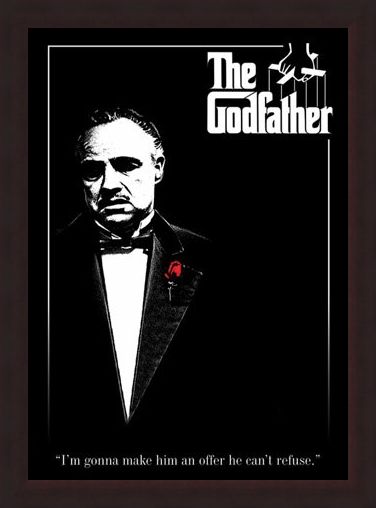 Framed Framed Don Vito Corleone with a Red Rose - The Godfather