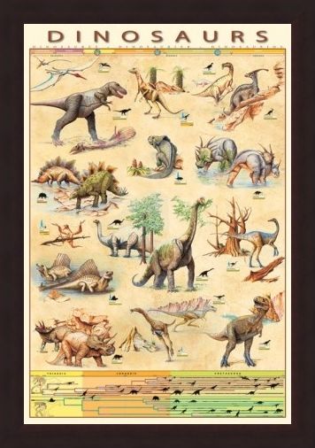 Framed Framed Dinosaurs Species - Jurassic Age Timeline