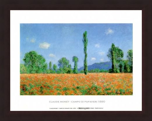 Framed Framed Poppy Field - Claude Monet