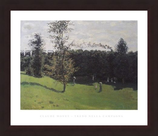 Framed Framed Train in the Countryside - Claude Monet