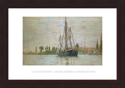 Framed Framed Chasse-Maree a L'ancre Rouen - Claude Monet