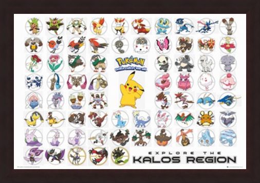 Framed Framed Pokemon Kalos Region - Gotta Catch Them All